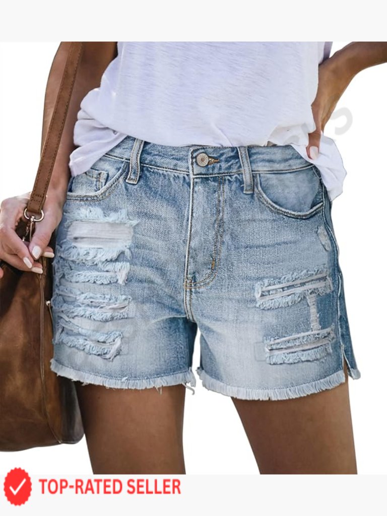 High Waisted Distressed Denim Shorts Stretchy Ripped Summer Hot Jean Shorts Y2k